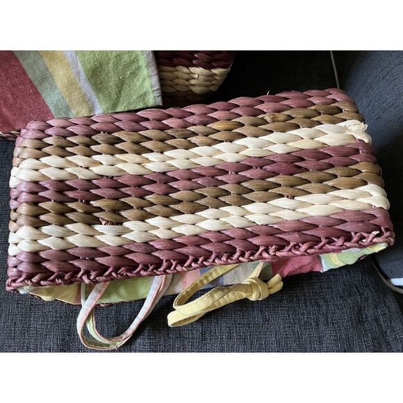 Sun N Sand Sunny Woven Lined Basket Totes w/ Draw Top Buckets - 3 Piece Set - Picture 11 of 14